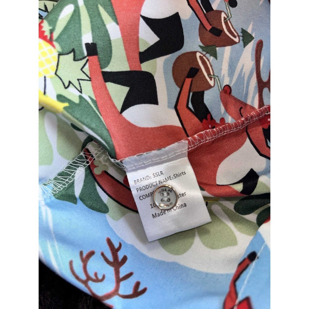Santa Claus Hawaiian Tropical Short Sleeve‎ Shirt by SSLR Womens L - Picture 7 of 8